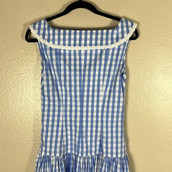 LPA Brigette Midi Dress in Dark Blue Gingham - Picture 3 of 8